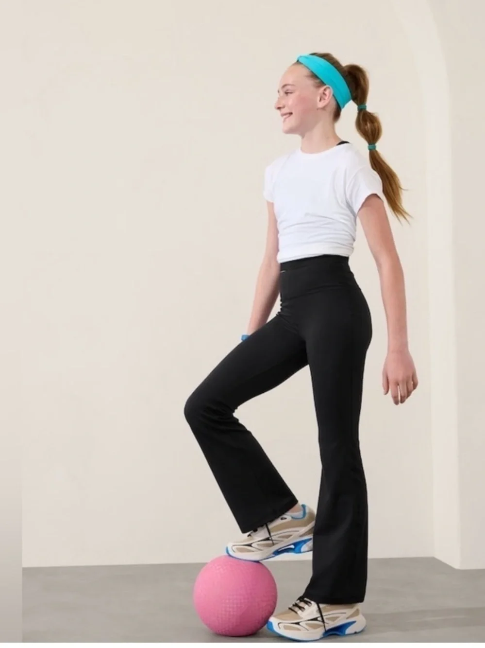 Athleta Girl Black Chit Chat XL 14 High-Rise Flare Pant Adjustable Waist